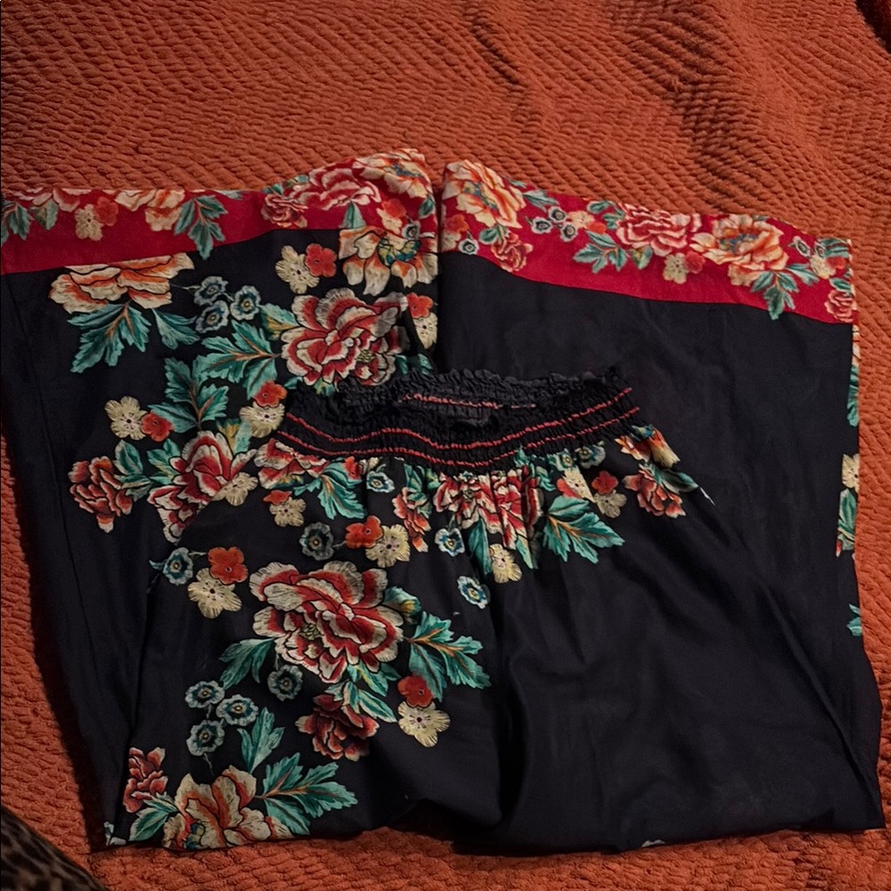 Johnny Was Floral Wide Leg Pants - Red and Blue